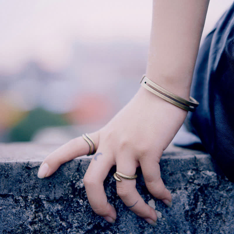 Fortune Jewel Rustic Copper Luck Viking Cuff Bracelet