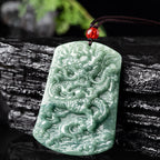 Buddha Stones Natural Jade Chinese Zodiac Dragon Sea Luck String Necklace Pendant Fortune Jewel