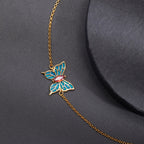 Fortune Jewel 925 Sterling Silver Butterfly Zircon Love Chain Bracelet