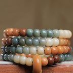Fortune Jewel 108 Mala Beads Gradient Bodhi Seed Green Tara Buddha Engraved Peace Harmony Bracelet