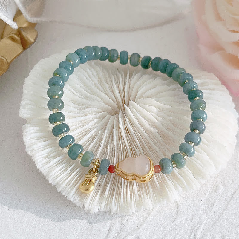 Fortune Jewel Natural Hetian Jade Pearl Peace Buckle Fu Character Gourd Money Bag Strawberry Quartz PiXiu Luck Bracelet