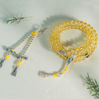 Fortune Jewel 108 Mala Beads 925 Sterling Silver Natural Citrine Red Agate White Jade Prosperity Charm Bracelet