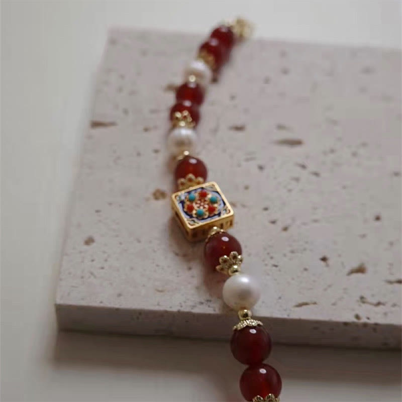 Fortune Jewel Red Agate Pearl Confidence Self-acceptance Bracelet