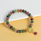 Fortune Jewel Colorful Tourmaline Cute Flower Rabbit Charm Love Bracelet