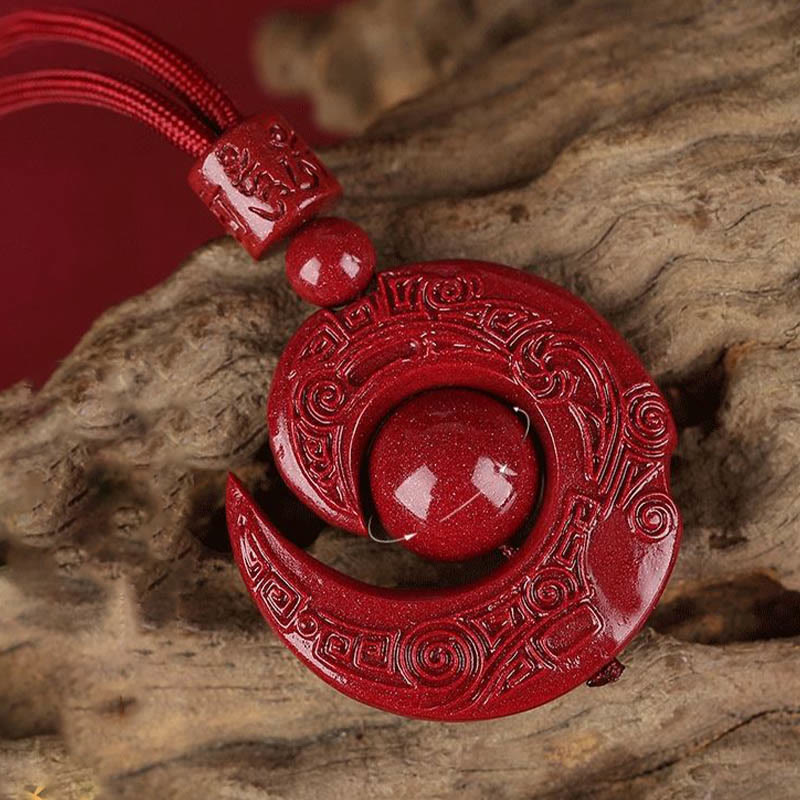 Fortune Jewel One's Luck Improves Design Patern Natural Cinnabar Concentration Necklace Pendant
