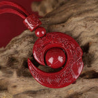 Fortune Jewel One's Luck Improves Design Patern Natural Cinnabar Concentration Necklace Pendant