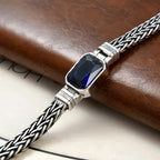 Fortune Jewel Retro Blue Acrylic Dragon Keel Braided Design Healing Wealth Buckle Bracelet