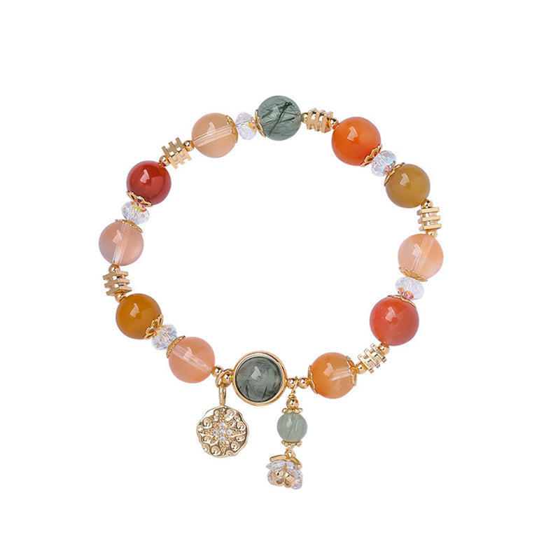 Fortune Jewel Natural Multicolored Rutilated Quartz Eight-pointed Star Flower Wealth Bracelet
