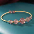 Fortune Jewel Natural Strawberry Quartz Love Healing Bracelet Bangle