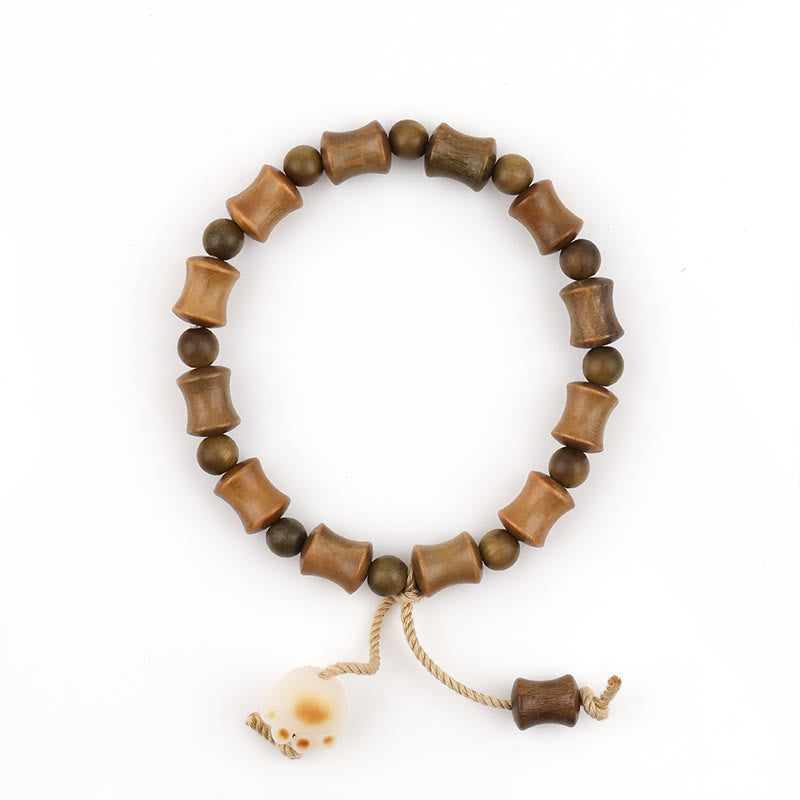 Fortune Jewel Green Sandalwood Bodhi Seed Cat Claw Bamboo Peace Bracelet