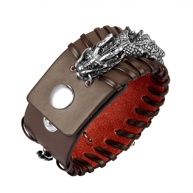 Fortune Jewel Dragon Leather Protection Weave Bracelet Fortune Jewel