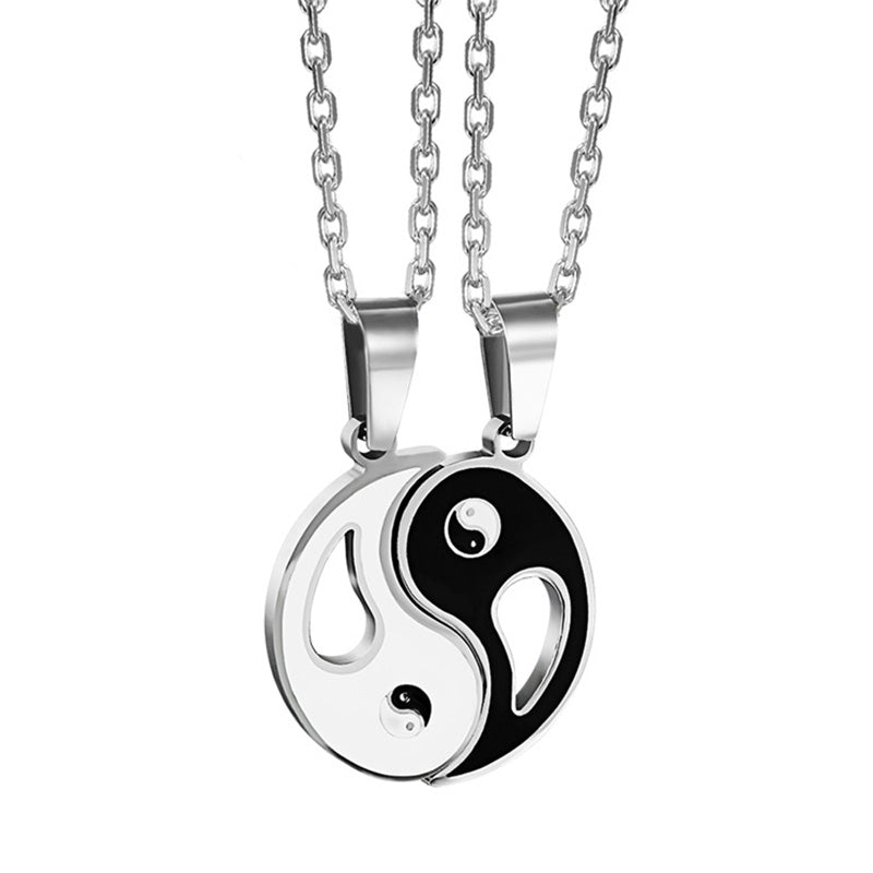 2pcs Yin Yang Pendant Couple Necklace Fortune Jewel