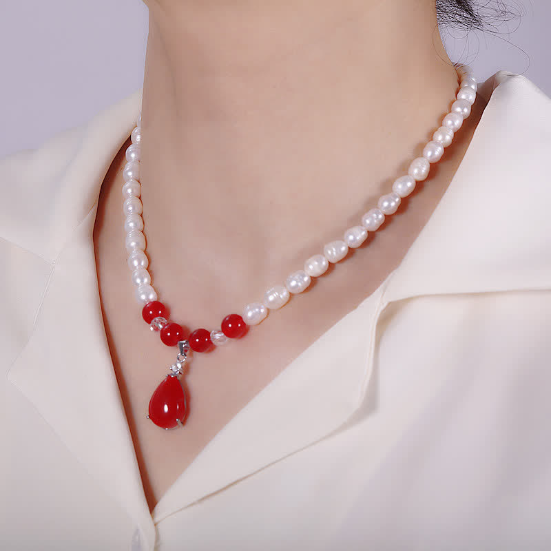 Fortune Jewel Pearl Bead Waterdrop Calm Peace Necklace Pendant