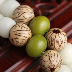 Fortune Jewel White Jade Bodhi Lotus Mala Harmony Necklace Bracelet