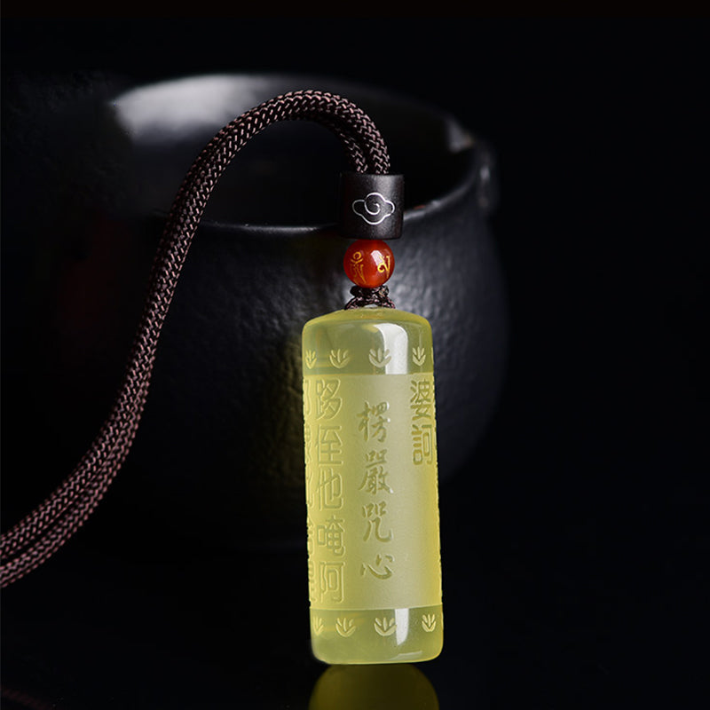 Fortune Jewel Heart Sutra Citrine Happiness Strength Necklace Pendant