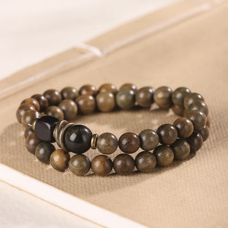 Fortune Jewel Tibetan Green Sandalwood Crystal Soothing Peace Bracelet