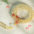 Fortune Jewel 108 Mala Beads 925 Sterling Silver Natural Citrine Red Agate White Jade Prosperity Charm Bracelet