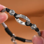 Fortune Jewel 999 Sterling Silver Fu Character Peace Buckle Copper Coin Auspicious Clouds Fortune Bracelet