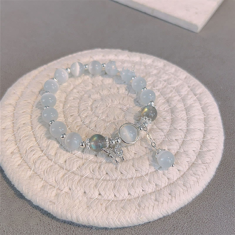 Fortune Jewel Cat's Eye Moonstone Butterfly Star Charm Support Bracelet