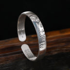 Fortune Jewel 999 Sterling Silver Buddha Head Heart Sutra Serenity Bracelet Bangle