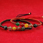 Fortune Jewel Five Directions Gods of Wealth Agate Handmade Protection String Braid Bracelet