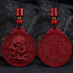 Fortune Jewel Year of the Dragon Natural Cinnabar Dragon Protection Necklace Pendant