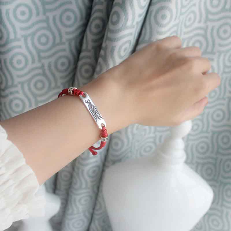 Fortune Jewel 925 Sterling Silver Red String Luck Strength Braid Bracelet
