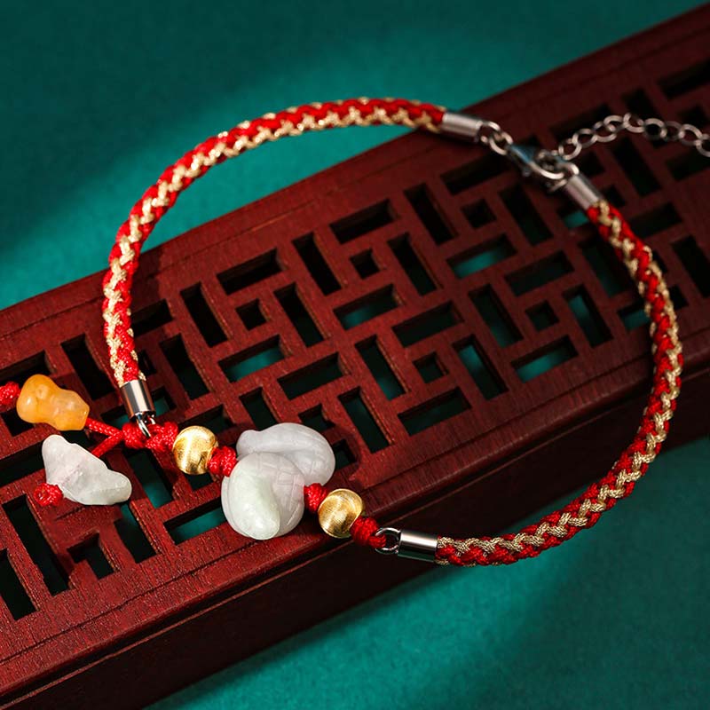 Fortune Jewel Chinese Zodiac Jade Prosperity Red String Bracelet Anklet - Fortune Jewel