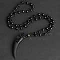Fortune Jewel Natural Ice Obsidian Wolf Tooth Pattern Courage Necklace Pendant