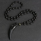 Fortune Jewel Natural Ice Obsidian Wolf Tooth Pattern Courage Necklace Pendant