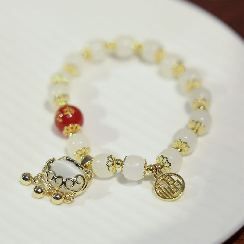 Fortune Jewel Windmill Chinese Lock Charm Fu Character Blessing Bracelet