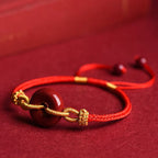 Fortune Jewel Handmade Cinnabar Peace Buckle Blessing Braided Rope Bracelet
