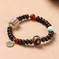 Fortune Jewel Natural Tibet Purple Bodhi Seed Dzi Bead God of Wealth Wisdom Bracelet