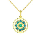Fortune Jewel 925 Sterling Silver Lotus Flower Floral Zircon Enlightenment Rotatable Necklace Pendant Fortune Jewel
