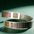 Fortune Jewel Letters Copper Balance Healing Cuff Bracelet Bangle
