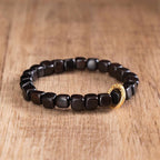 Fortune Jewel Tibetan Ebony Wood Dzi Bead Balance Calm Bracelet
