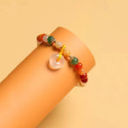 Fortune Jewel 14K Gold Plated Colorful Golden Silk Jade Peace Buckle Wealth Bracelet