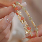Fortune Jewel Tridacna Stone Red Agate Hetian Jade Blessing Bracelet