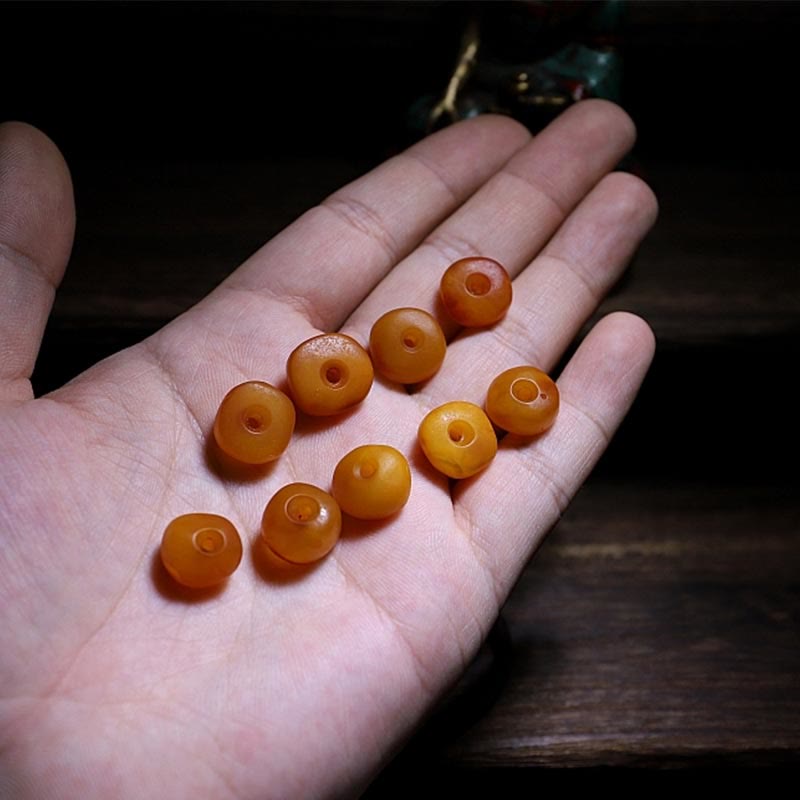 Fortune Jewel 925 Sterling Silver Chinese Zodiac Natal Buddha Natural Amber Clear Anxiety Bracelet