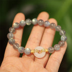 Fortune Jewel Natural Moonstone Heitan Jade Peace Buckle Healing Bracelet