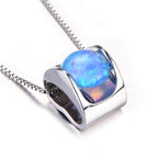 925 Sterling Silver Opal Pendant Necklace