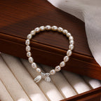 Fortune Jewel 999 Sterling Silver Lotus Flower Pod Natural Pearl Healing Bracelet