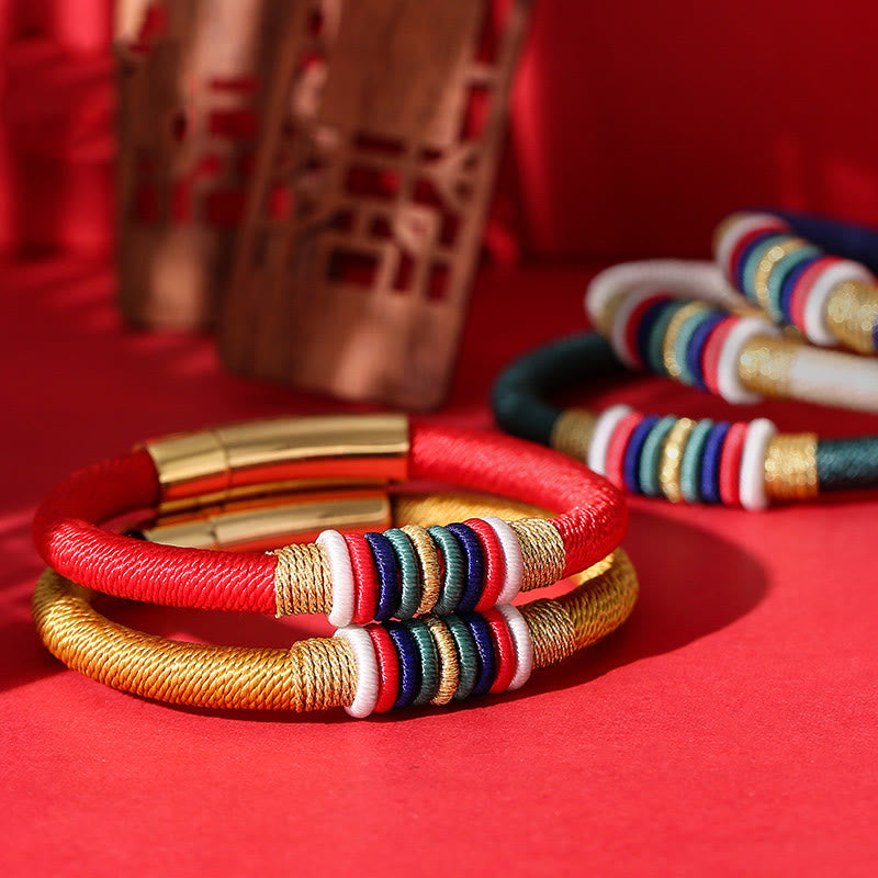 Fortune Jewel Tibetan Handmade Colorful King Kong Knot Five Elements Luck Braid String Bracelet