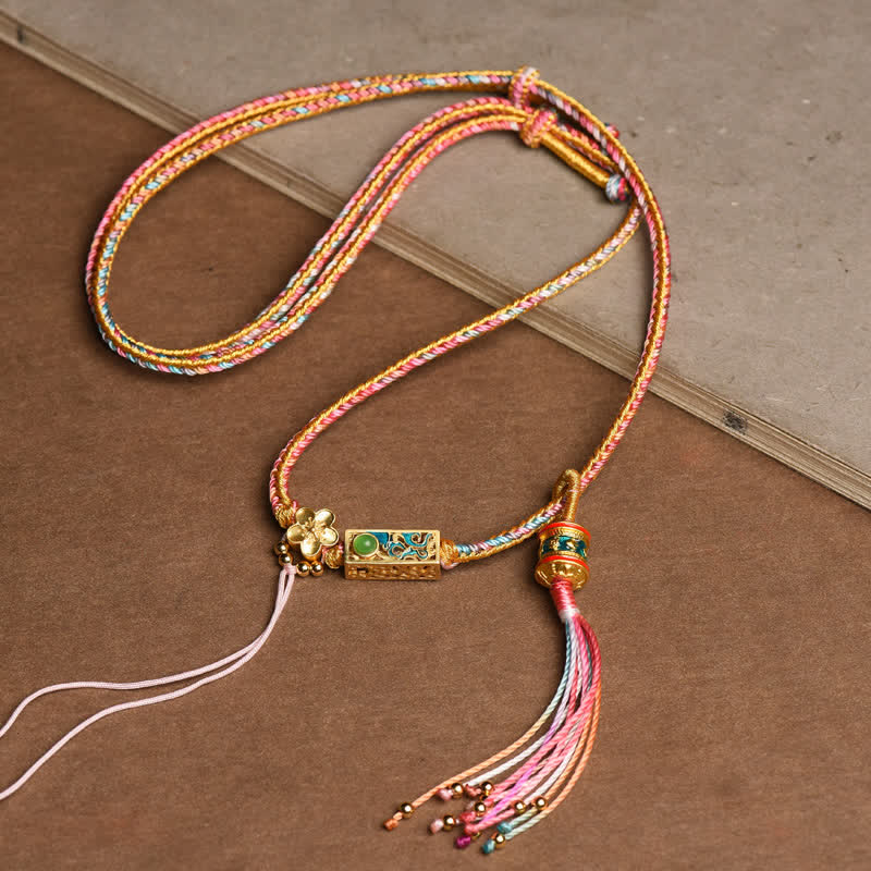 Fortune Jewel Colorful String Copper Wealth Necklace Pendant