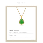 Fortune Jewel 18K Gold Filled Laughing Buddha Jade Luck Necklace Chain Pendant Fortune Jewel