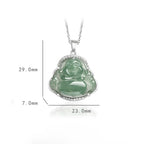 Fortune Jewel Laughing Buddha Natural Jade Luck Prosperity Necklace Titanium Steel Chain Pendant Fortune Jewel