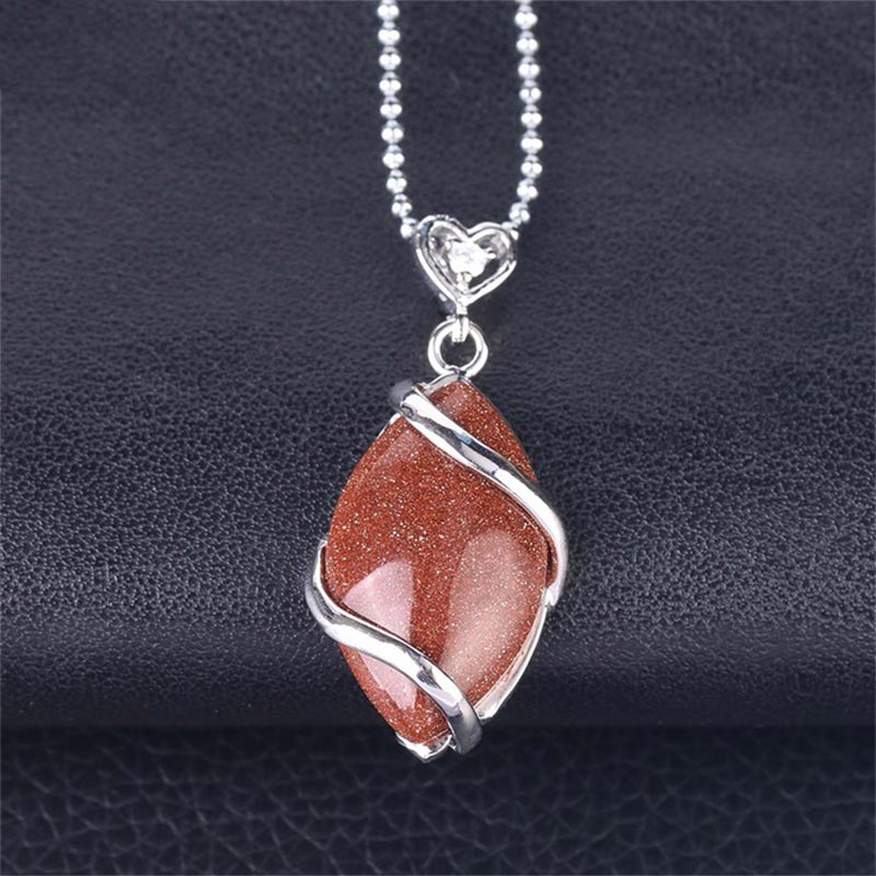 Fortune Jewel Marquise Pattern Natural Crystal Stone Charm Necklace Pendant