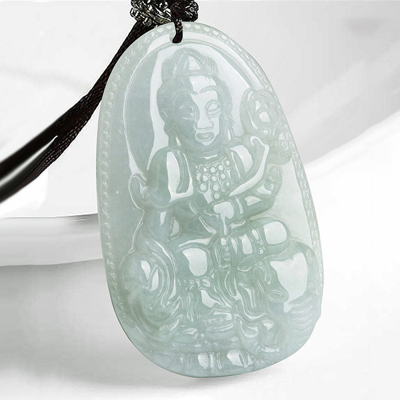 Fortune Jewel Chinese Zodiac Natal Buddha Jade Wealth Prosperity Necklace Pendant Fortune Jewel