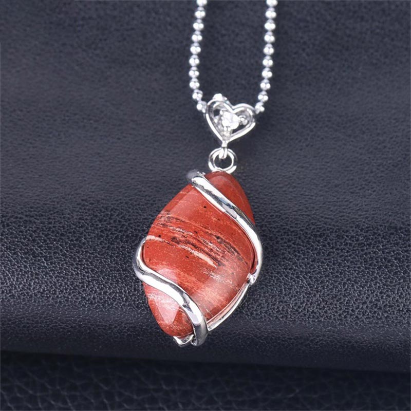 Fortune Jewel Marquise Pattern Natural Crystal Stone Charm Necklace Pendant