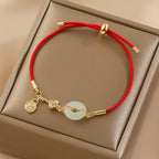 Fortune Jewel "Wishing You Peace and Protection" Jade Red Rope Bracelet Includes Gift Message Card Fortune Jewel